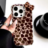 Pink and Brown Contrast Leopard Print Double Layer Phone Case For iPhone