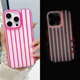 Luminous Vertical Stripe Transparent Jelly Soft Phone Case For iPhone