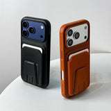 Card Holder Folding Stand Frosted Phone Case For iPhone