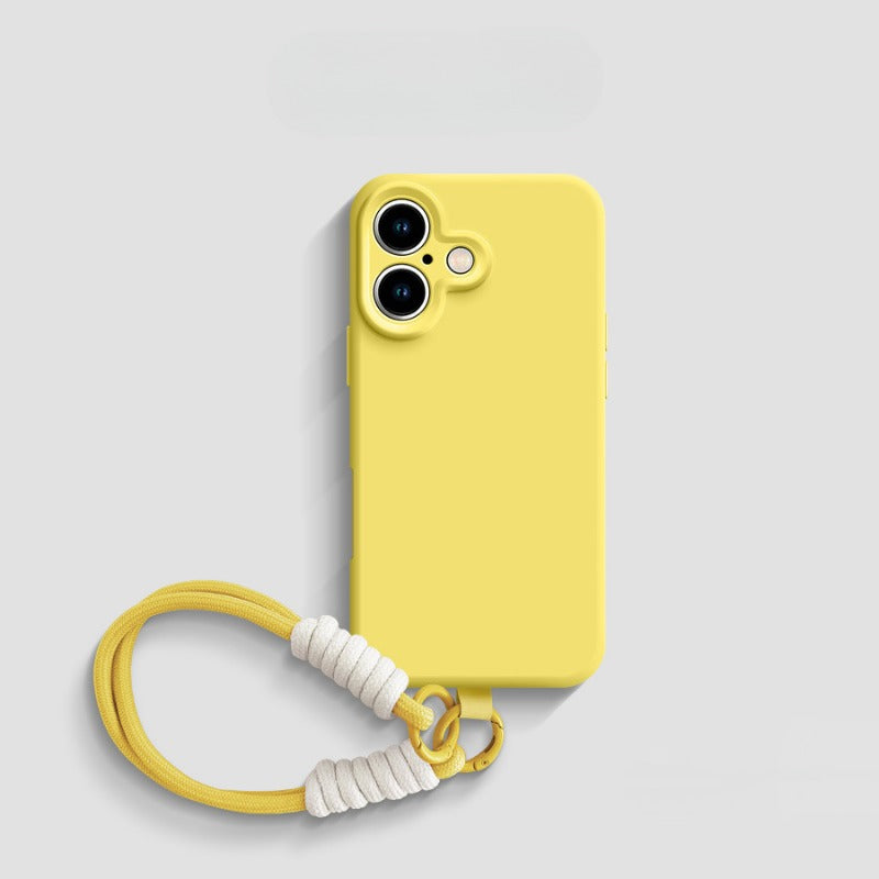 Simple Solid Color Lanyard Phone Case For iPhone