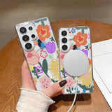 Flower-shaped Transparent Magnetic Phone Case For Samsung