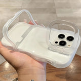 2IN1 Folding Stand Wave Clear Phone Case For iPhone