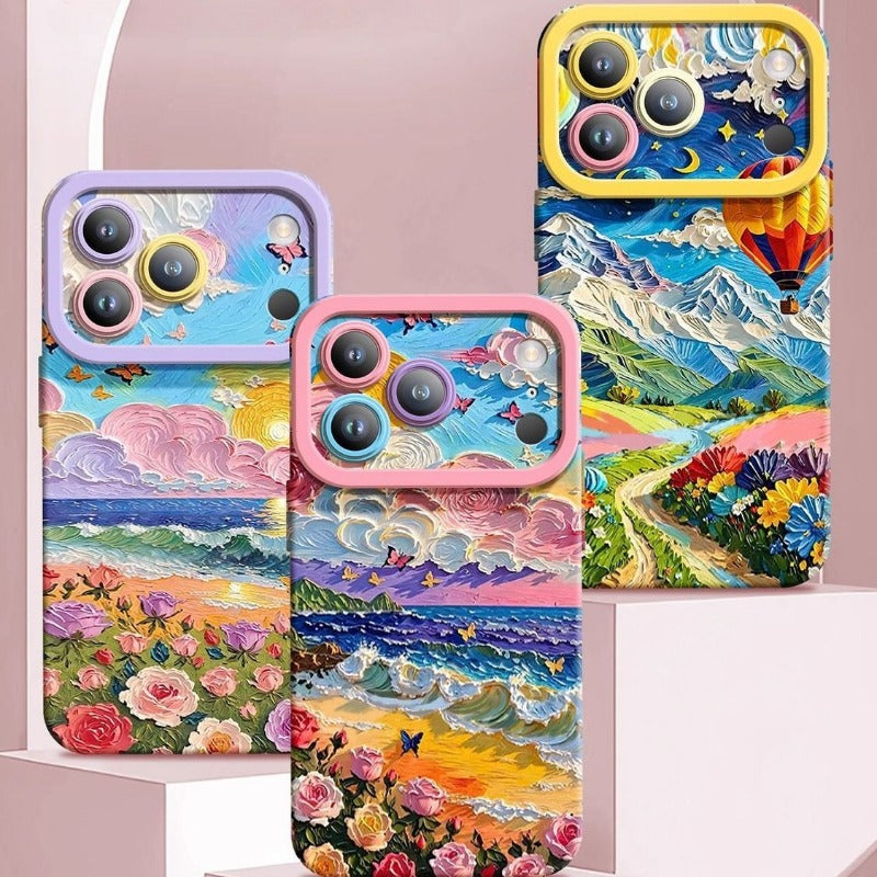 Flower Sea Soft Lanyard Phone Case For iPhone