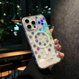 Laser Flower Magnetic Transparent Phone Case For iPhone