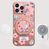 Flower Borderless Magnetic Bracket Phone Case For iPhone