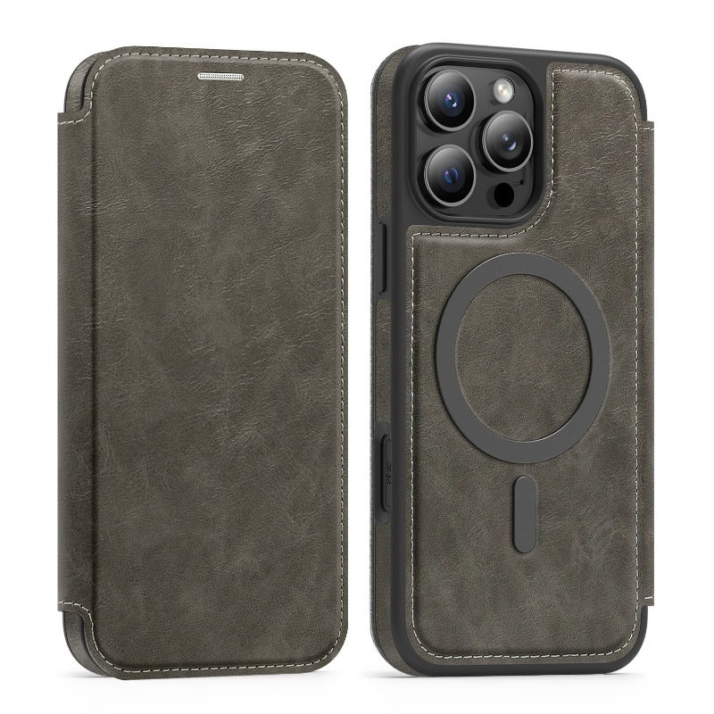 Flip Magnetic Leather Phone Case For iPhone