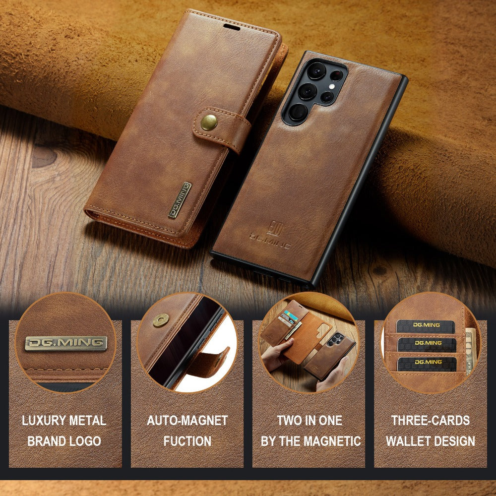 2 in 1 Magnet Split Leather Case Wallet Phone Case For Samsung