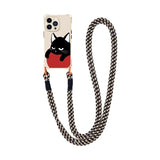 Cat Four Corner Lanyard Phone Case For iPhone