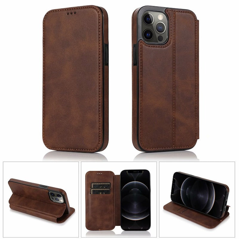 Full Leather Flip Phone Case For iPhone