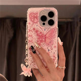 Butterfly Bowknot Rose Pink Phone Case For iPhone