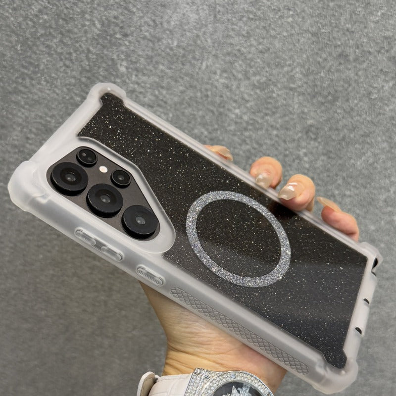 Glitter Magnetic Four-corner Anti-fall Phone Case For Samsung