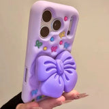 3D Full-Screen Bow Stand Silicone Phone Case For iPhone