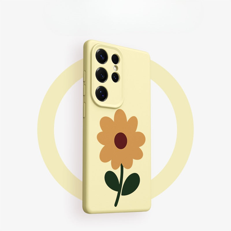 Flower Silicone Phone Case with Lanyard For Samsung