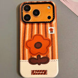 Striped Flower Magnetic Phone Case For iPhone