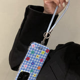 Blue Checkered Flower Phone Case For iPhone