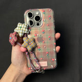 Pink Plaid Small Floral Phone Case For iPhone