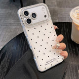 Polka Dot Rhinestone Lens Film Phone Case For iPhone
