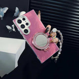 Foil-textured Mirror Stand Phone Case For Samsung