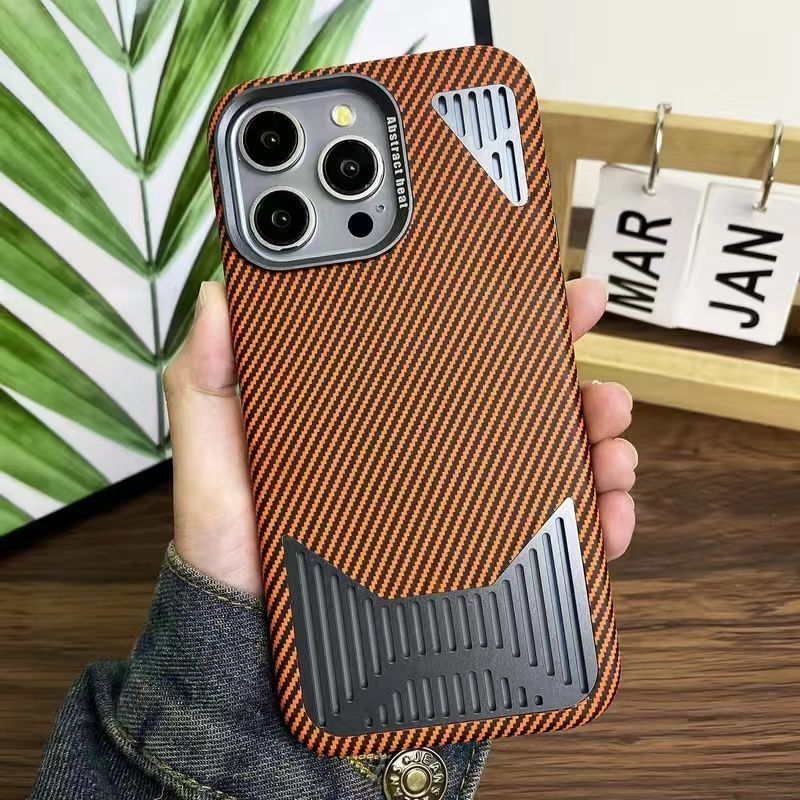 Carbon Fiber Aluminum Alloy Cooling Magnetic Phone Case For iPhone