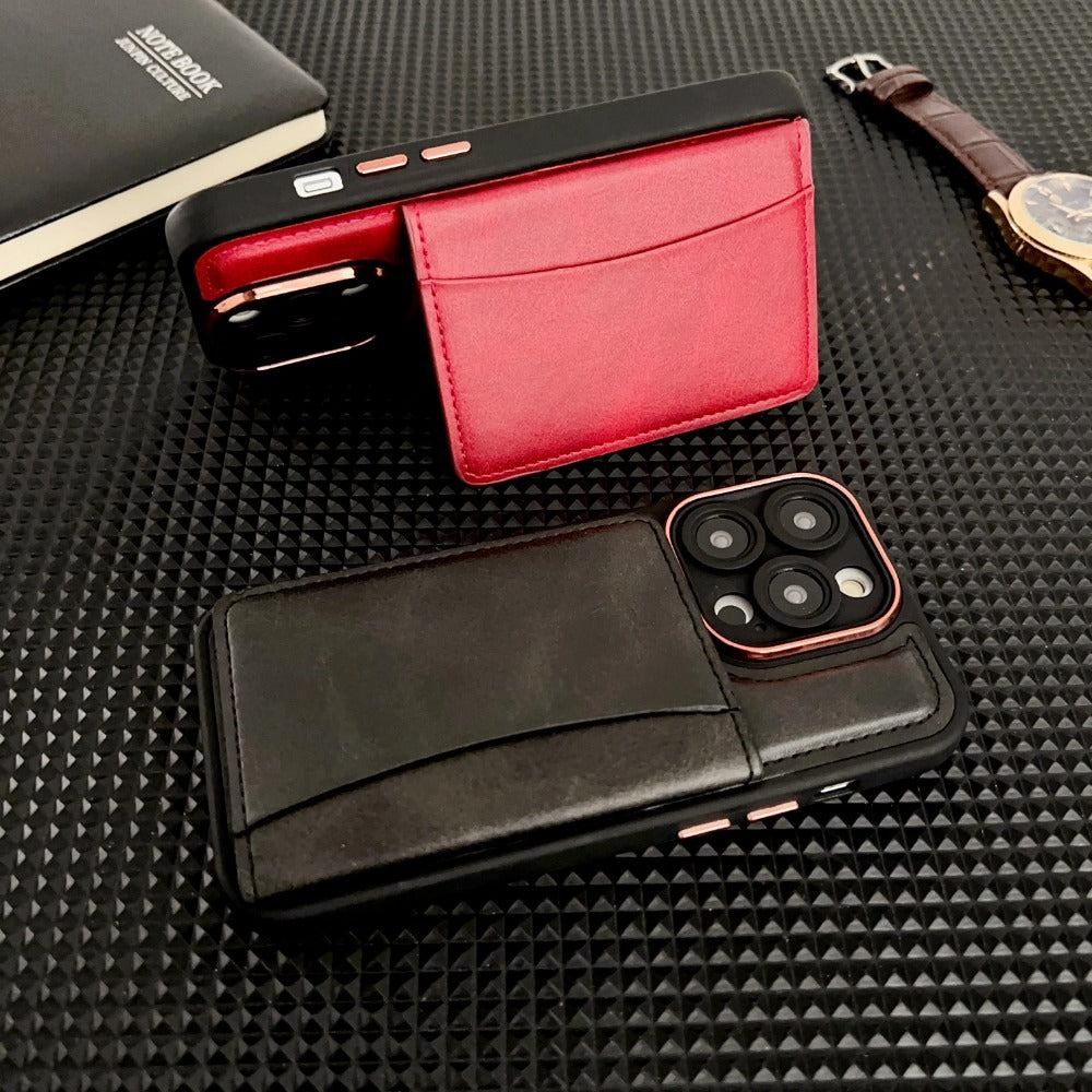 Leather Magnetic Card Holder Case For iPhone