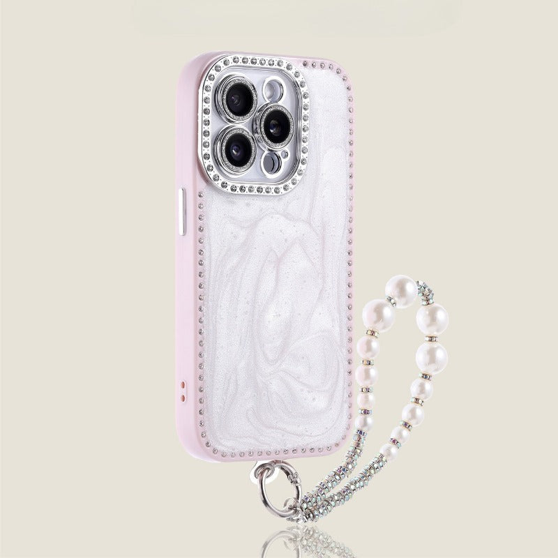 Cream Silicone Lanyard Phone Case For iPhone