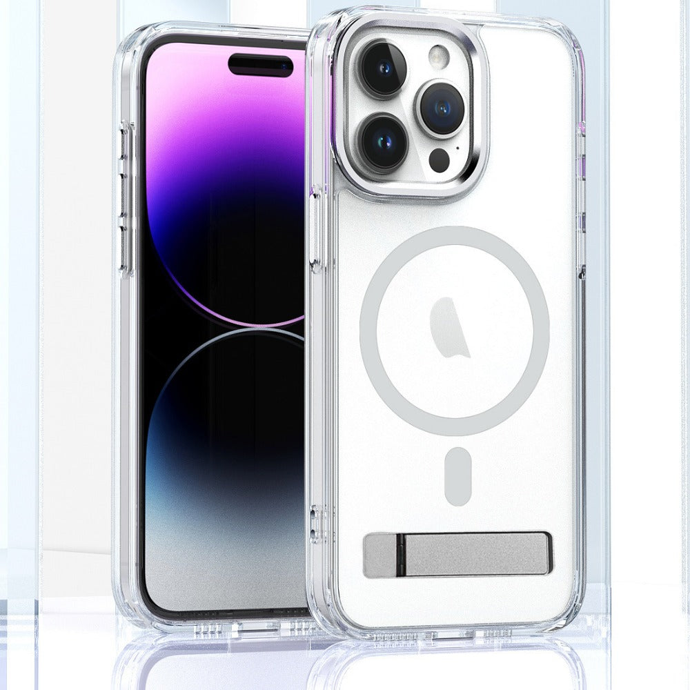 Transparent Magnetic Wireless Charging Case With Stand For iPhone