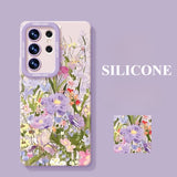 Purple Flower Silicone Phone Case For Samsung