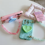 Cartoon Heart Pearl Chain Phone Case For iPhone