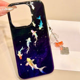 Gradient Smudge Hollow Koi Phone Case For iPhone