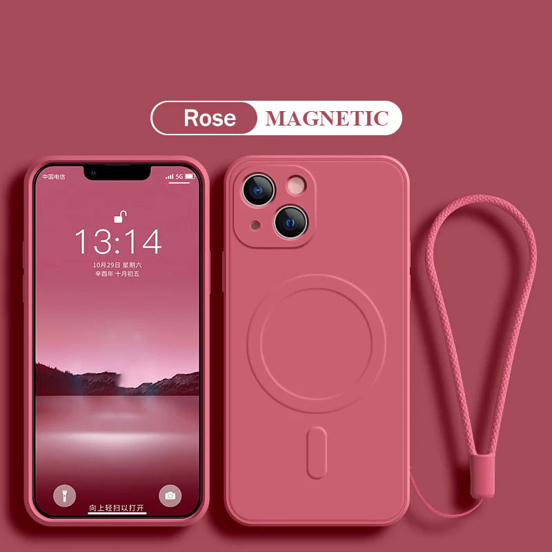 iPhone용 실리콘 Magsafe 자기 무선 충전 케이스 