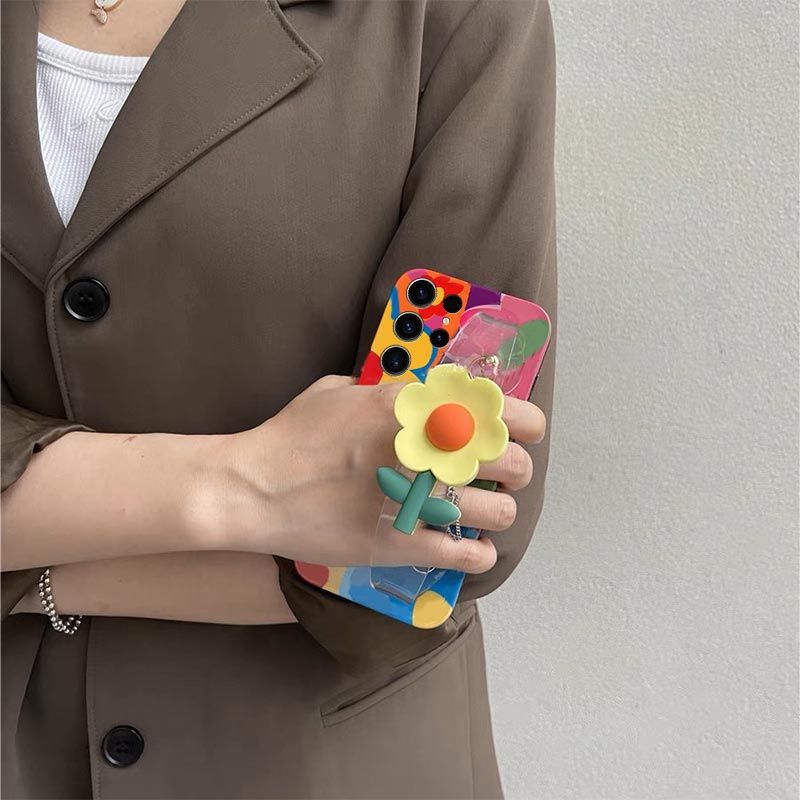 Cartoon wristband Flower Silicone Case For Samsung