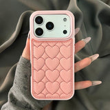 Leather Embossed Heart Phone Case For iPhone
