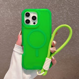 Frosted Magnetic Phone Case with Hand Strap For iPhone
