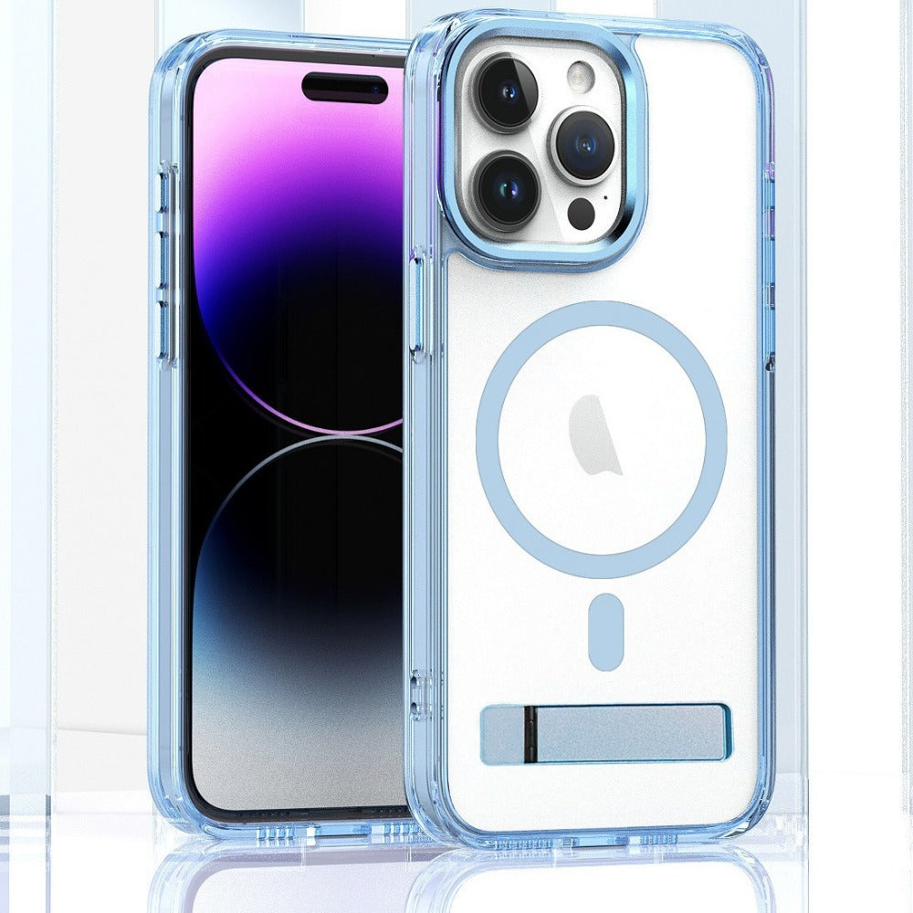 Transparent Magnetic Wireless Charging Case With Stand For iPhone