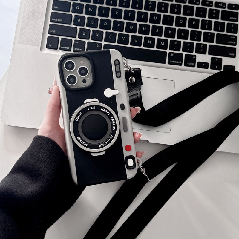 Retro Camera Long Lanyard Crossbody Phone Case For iPhone