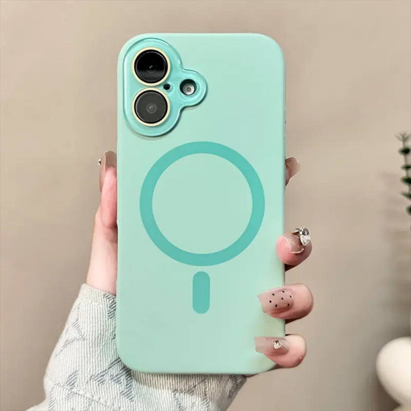 Solid Color Liquid Silicone Magnetic Phone Case For iPhone