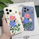 Beautiful Flowers Liquid Silicone Phone Case For iPhone