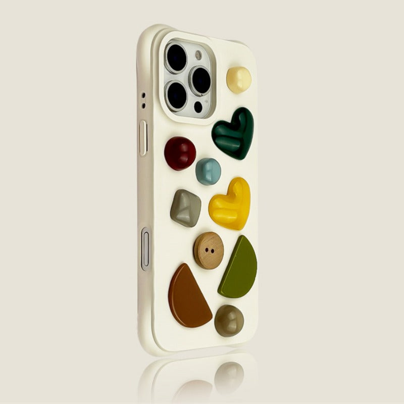 3D Love Button Anti-fall Phone Case For iPhone