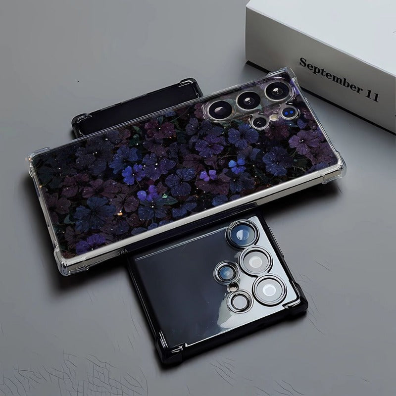 Purple Flower Transparent Soft Phone Case For Samsung