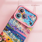 Flower Sea Soft Lanyard Phone Case For iPhone