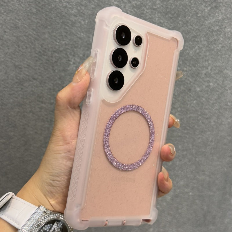 Glitter Magnetic Four-corner Anti-fall Phone Case For Samsung