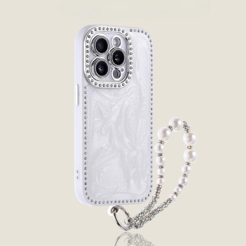 Cream Silicone Lanyard Phone Case For iPhone