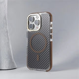Armor Non-Slip Magnetic Carbon Fiber Pattern Case For iPhone