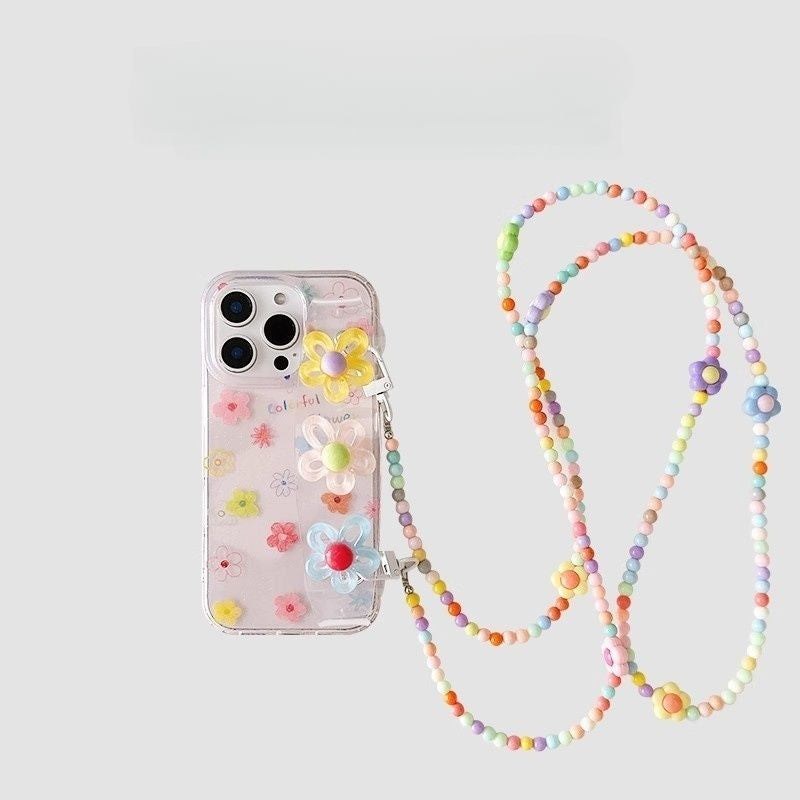 Graffiti Colored Flowers Wrist Phone Case For iPhone