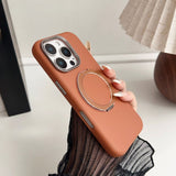 Magnetic Leather Metal 360 Degree Rotating Bracket Mobile Phone Case For iPhone