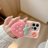 Pink Strawberry Stand Phone Case For iPhone