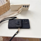 3D Cute Love Heart Crossbody Card Holder Phone Case For Samsung