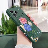 Beautiful Flowers Liquid Silicone Phone Case For iPhone