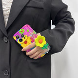 Flower Wristband Crossbody Phone Case For iPhone