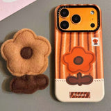 Striped Flower Magnetic Phone Case For iPhone